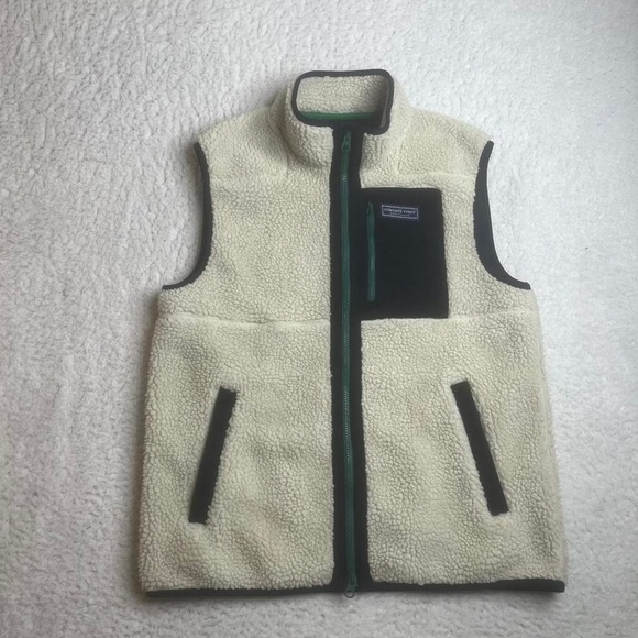 Vineyard Vines Other - Vineyard vines supershep men cream deep pile fleece lined full zip vest preppy M